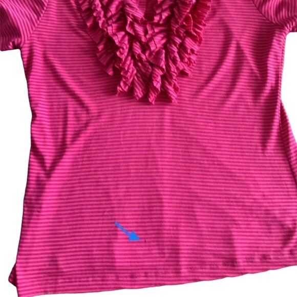 Soft Surroundings Striped Top Ruffle Blouse Sz M Pink 144H - Picture 6 of 8